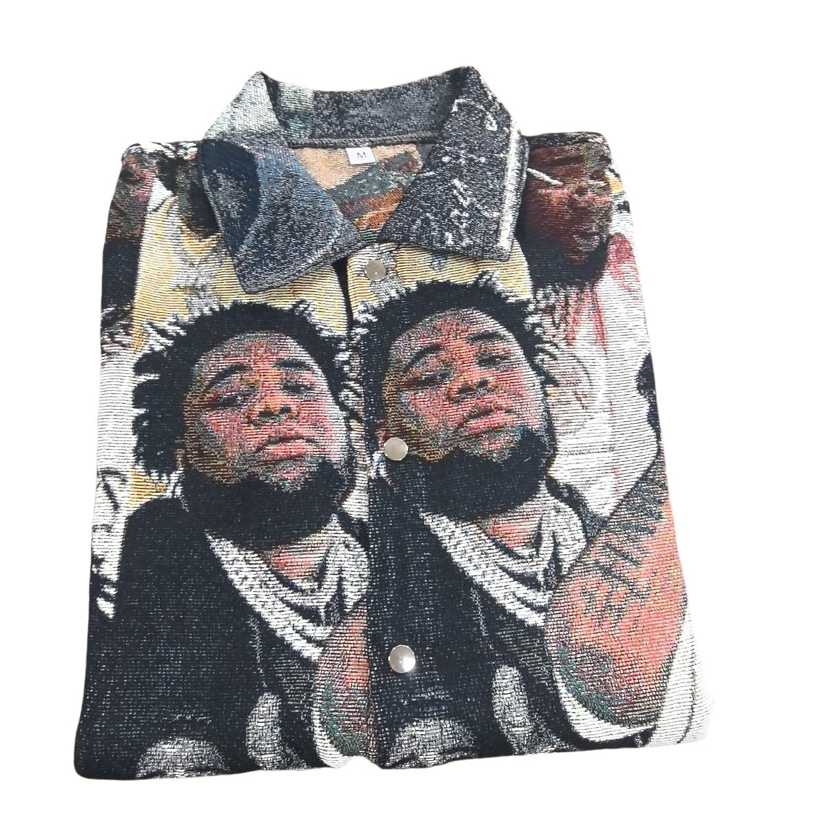 Hip Hop Collage Tapestry Button-Up Shirt