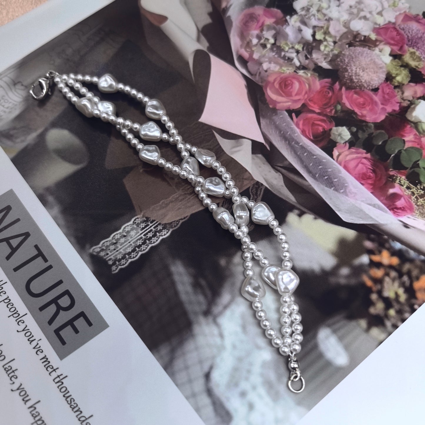 Handcrafted Multi-Strand Pearl Bracelet