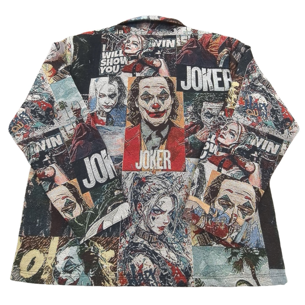 Comic-Inspired Clown Collage Woven Jacquard Tapestry Jacket