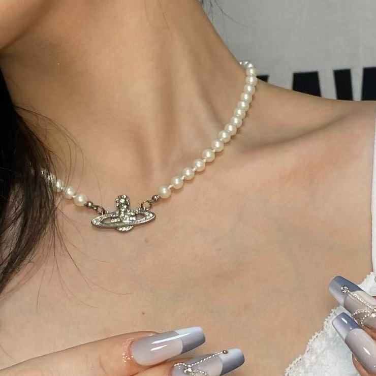 Stunning Crystal-Encrusted Orb Pendant Necklace with Pearl Chain