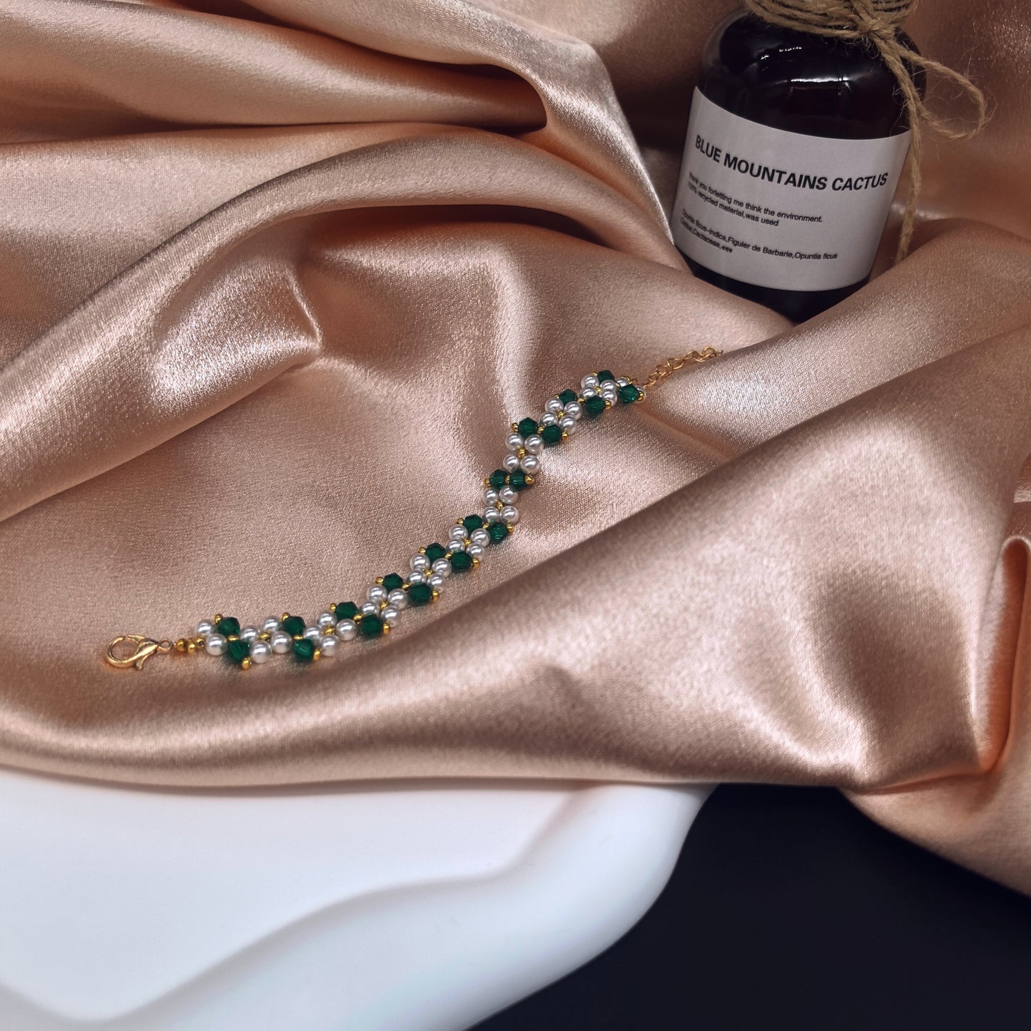 Teal Bead and Artistic Pearl Retro Bracelet