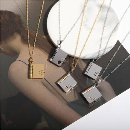 Book Pendant Necklace - Handcrafted Openable Book Charm