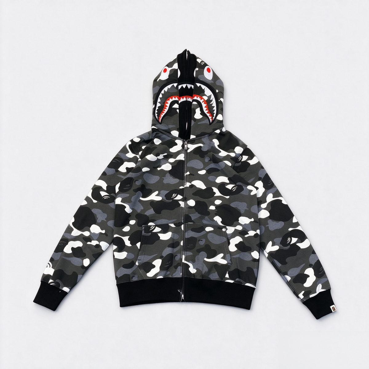 Shark Camo Zip-Up Hoodie – Streetwear Graphic Hoodie with Full Print Design 🦈🔥