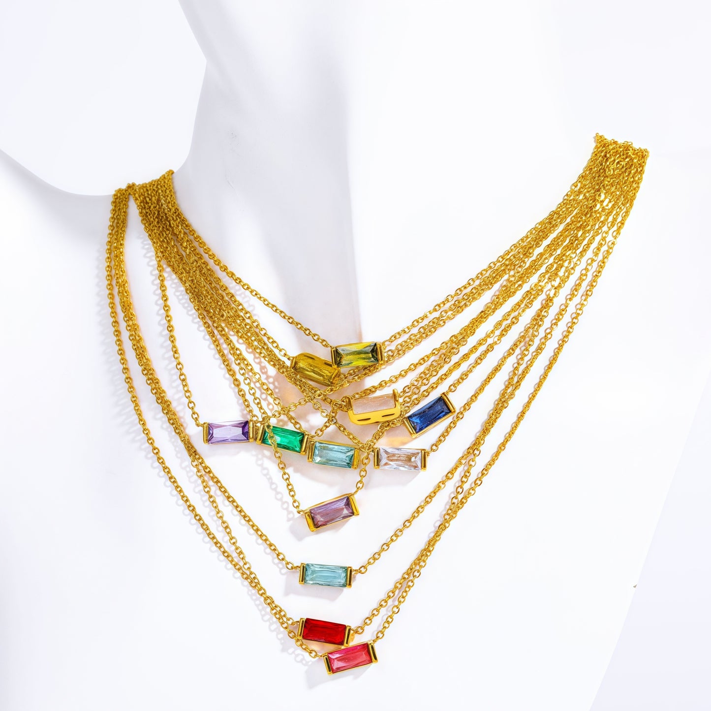 12 Birthstone Zircon Pendant Necklace