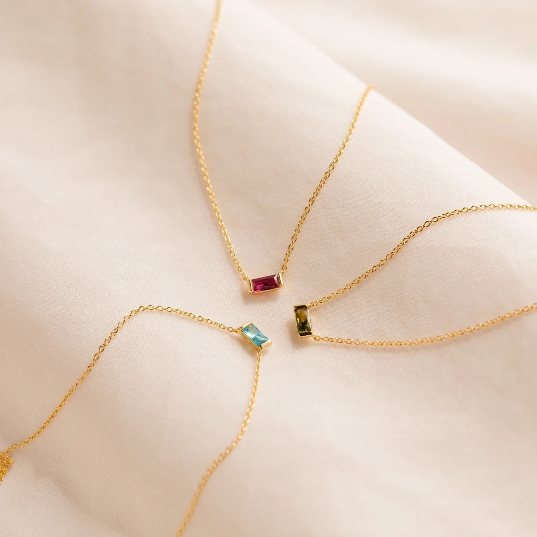 12 Birthstone Zircon Pendant Necklace