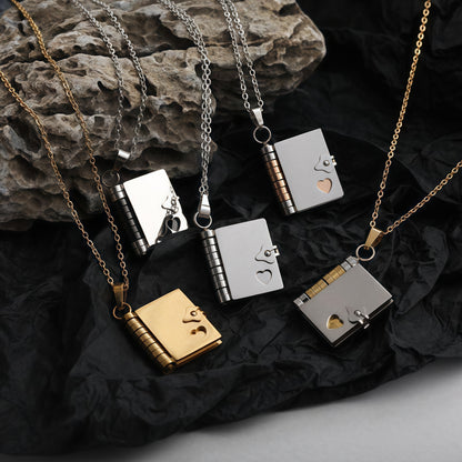 Book Pendant Necklace - Handcrafted Openable Book Charm