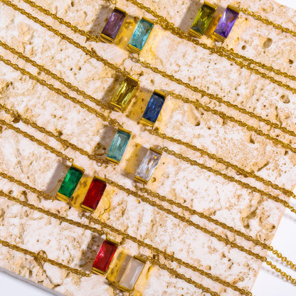 12 Birthstone Zircon Pendant Necklace