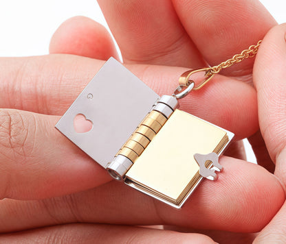Book Pendant Necklace - Handcrafted Openable Book Charm