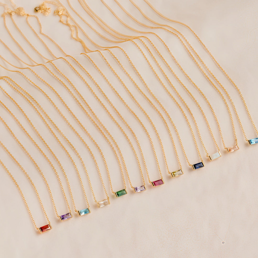 12 Birthstone Zircon Pendant Necklace