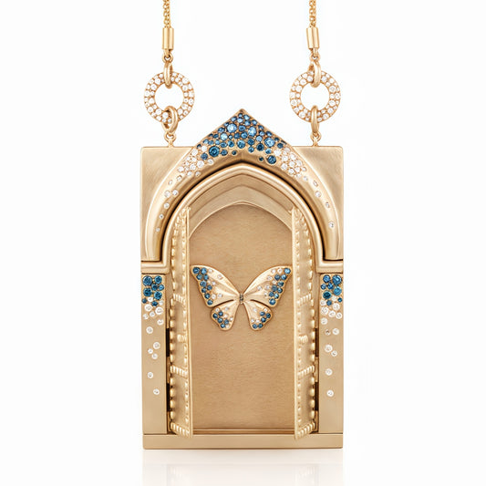 Vintage Tarot Card Butterfly Resurrection Door Pendant Necklace