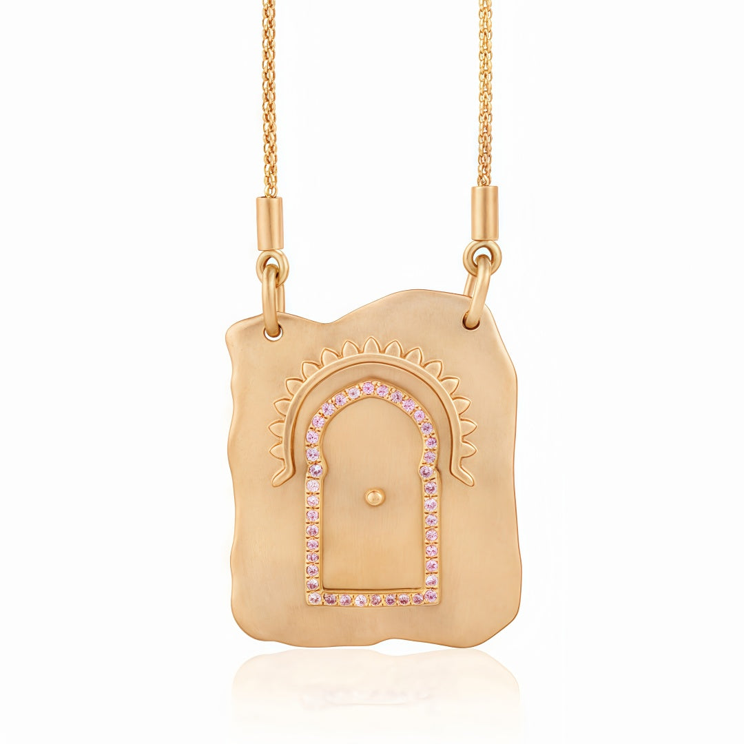 Vintage Tarot Card Butterfly Resurrection Door Pendant Necklace