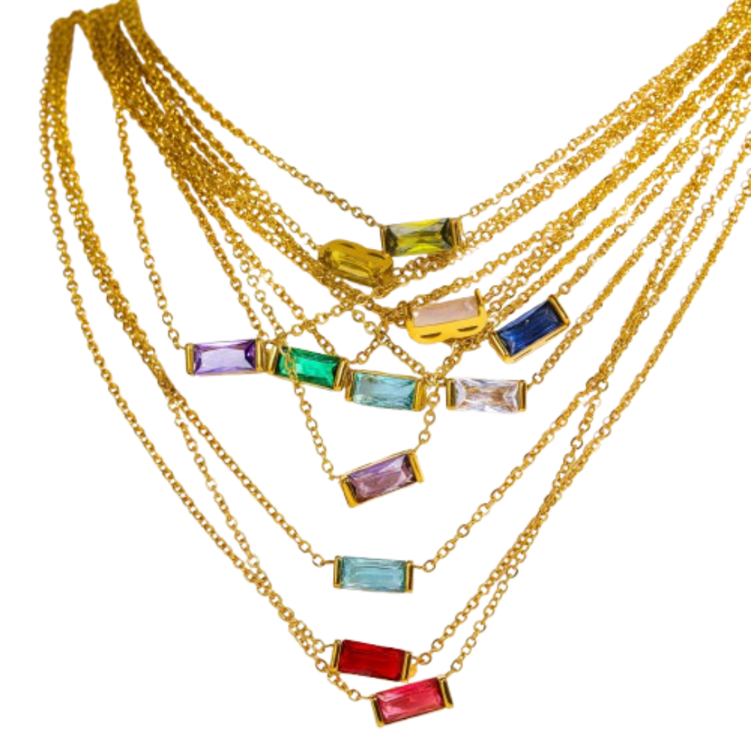 12 Birthstone Zircon Pendant Necklace