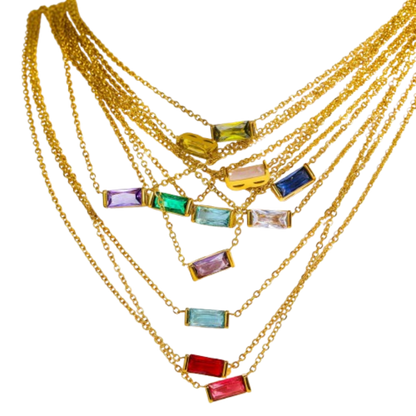 12 Birthstone Zircon Pendant Necklace