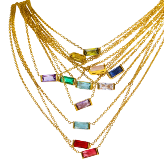 12 Birthstone Zircon Pendant Necklace