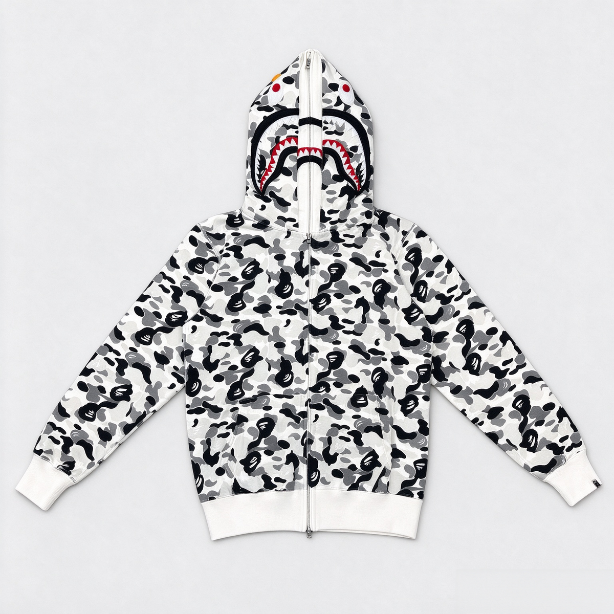 Shark Camo Zip-Up Hoodie – Streetwear Graphic Hoodie with Full Print Design 🦈🔥
