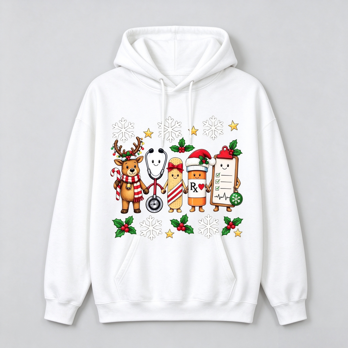 Merry Christmas Medical Tshirt Crewneck Sweatshirt | Cute Reindeer Doctor & Nurse Top for Healthcare Workers – Cozy Unisex Holiday Gift