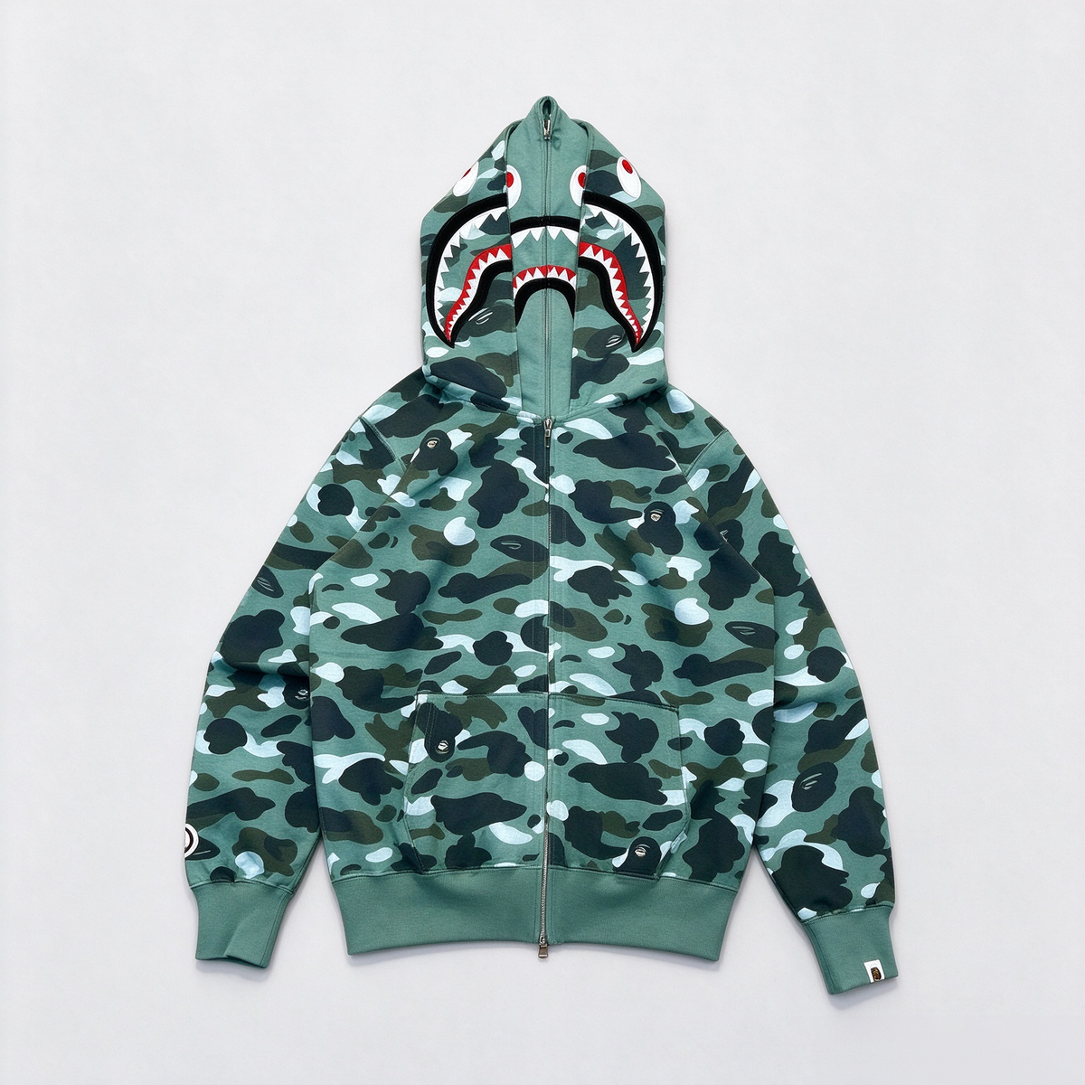 Shark Camo Zip-Up Hoodie – Streetwear Graphic Hoodie with Full Print Design 🦈🔥