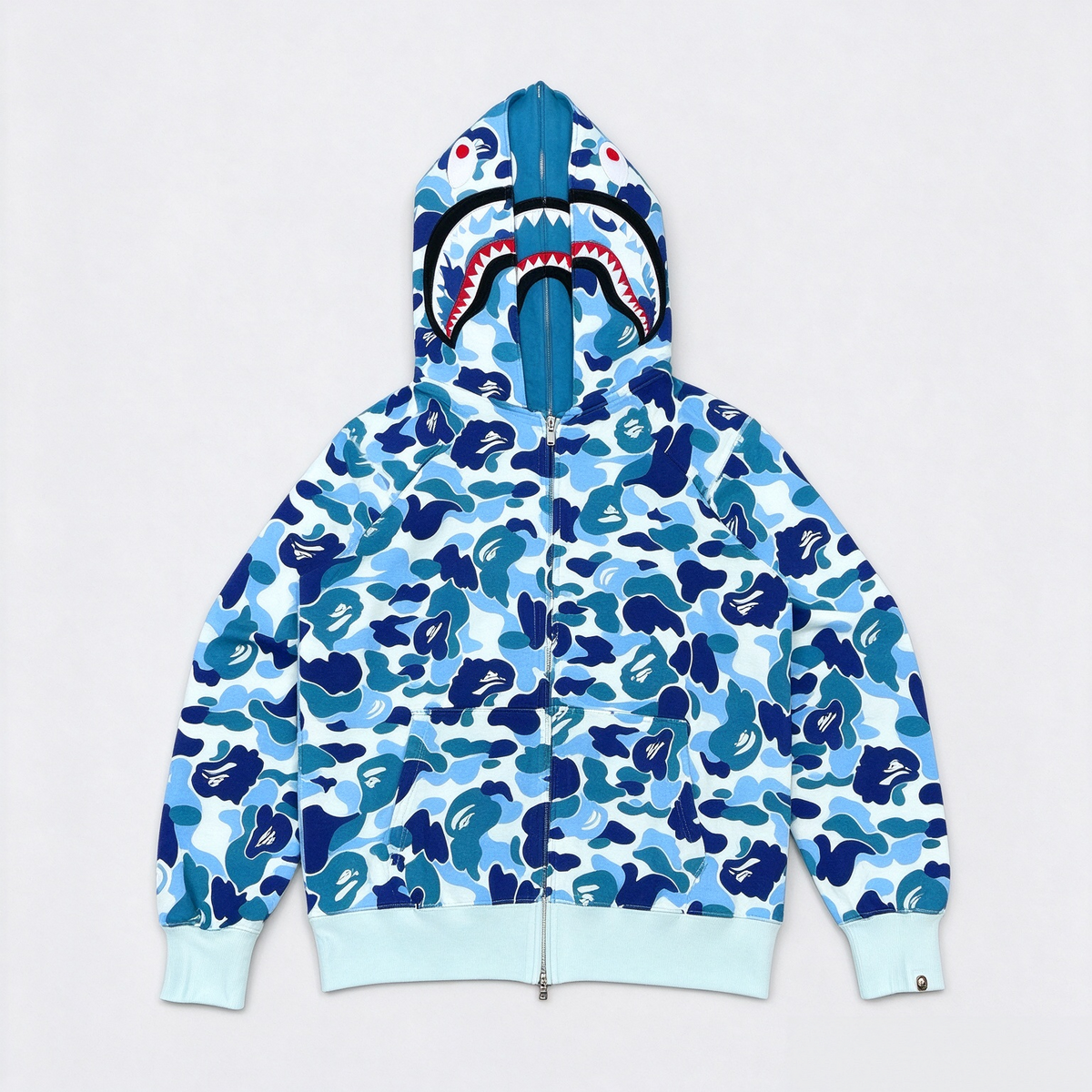 Shark Camo Zip-Up Hoodie – Streetwear Graphic Hoodie with Full Print Design 🦈🔥
