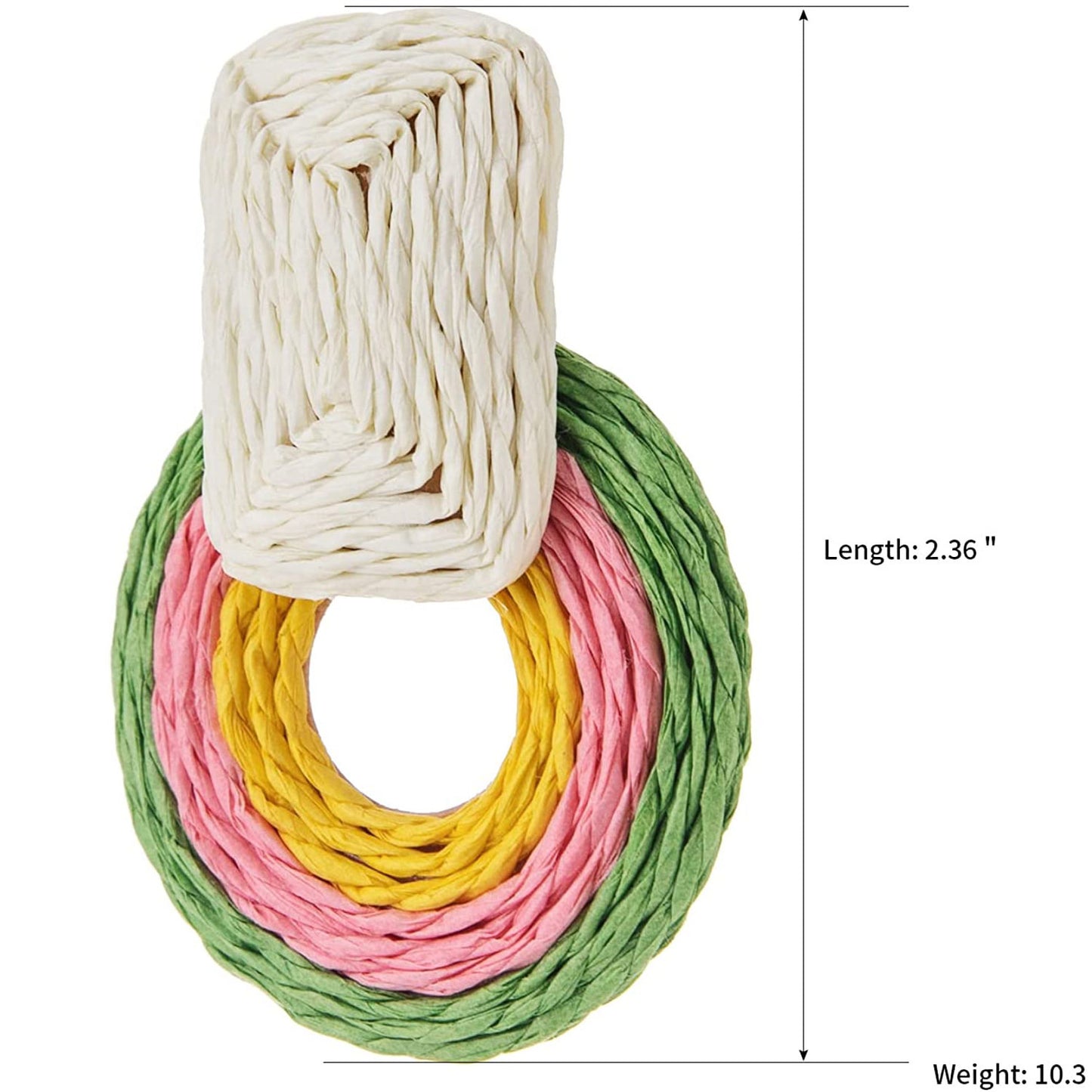 Round Rattan Bohemian Resort Earrings Handmade Straw Drop Dangle Earrings