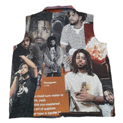 Hip-Hop Woven Jacquard Tapestry Vest