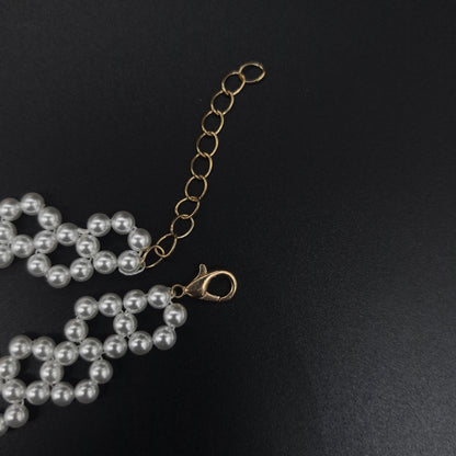 Handcrafted Multi-Row Pearl Bracelet with Gold Chain Detail