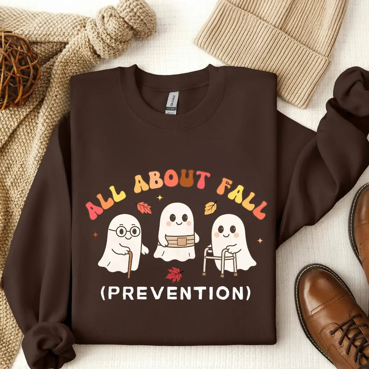 All About Fall (Prevention) Ghost Graphic T-Shirt – Cute Halloween & Autumn Tee sweatshirt Hoodie