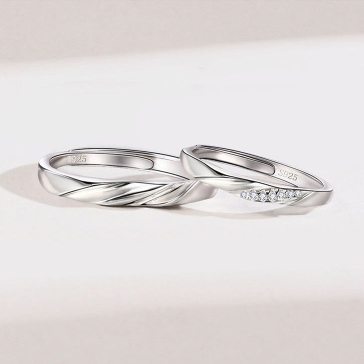 Endless Love 925 Silver Cubic Zirconia Adjustable Promise Ring Couples Ring