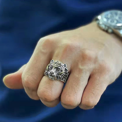 Tiger Head Punk Gothic Adjustable Knuckle Open Ring for Men