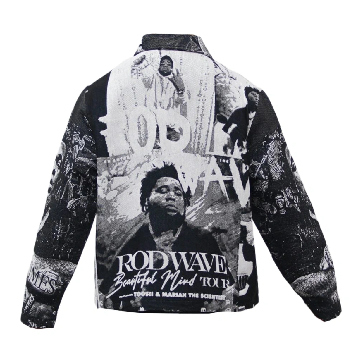 Black & White Woven Tapestry Zip Jacket