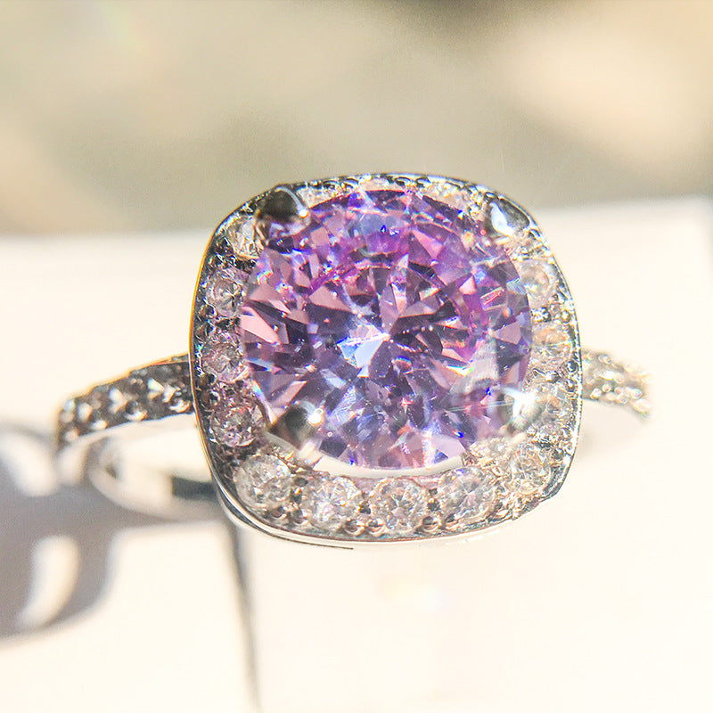 Cubic Zirconia Promise Halo Engagement Promise Eternity Ring