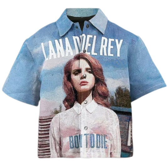 Vintage Sadcore Album Aesthetic Woven Tapestry Button-Up Shirt