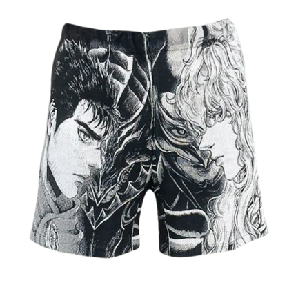 Black & White Anime Woven Tapestry Shorts