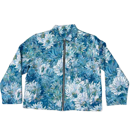 Blue Floral Woven Tapestry Jacket