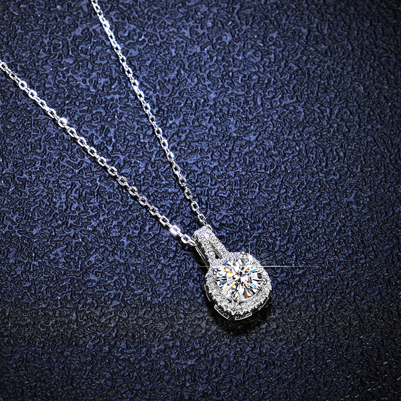 Elegant Sterling Silver Moissanite Pendant Necklace
