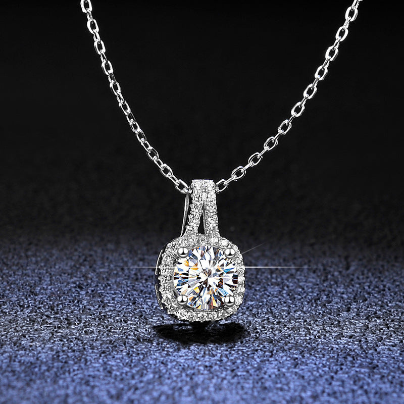 Elegant Sterling Silver Moissanite Pendant Necklace