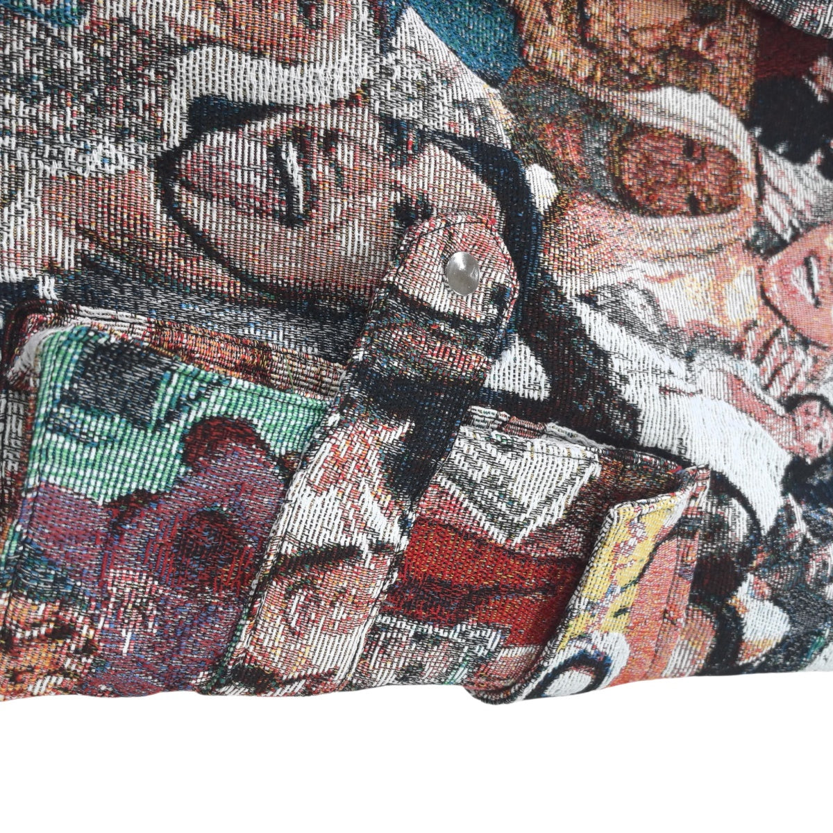 Pop Culture Collage Woven Jacquard Tapestry Cargo Pants