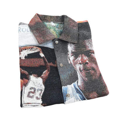 Vintage Basketball Legend Tapestry Button-Up Shirt