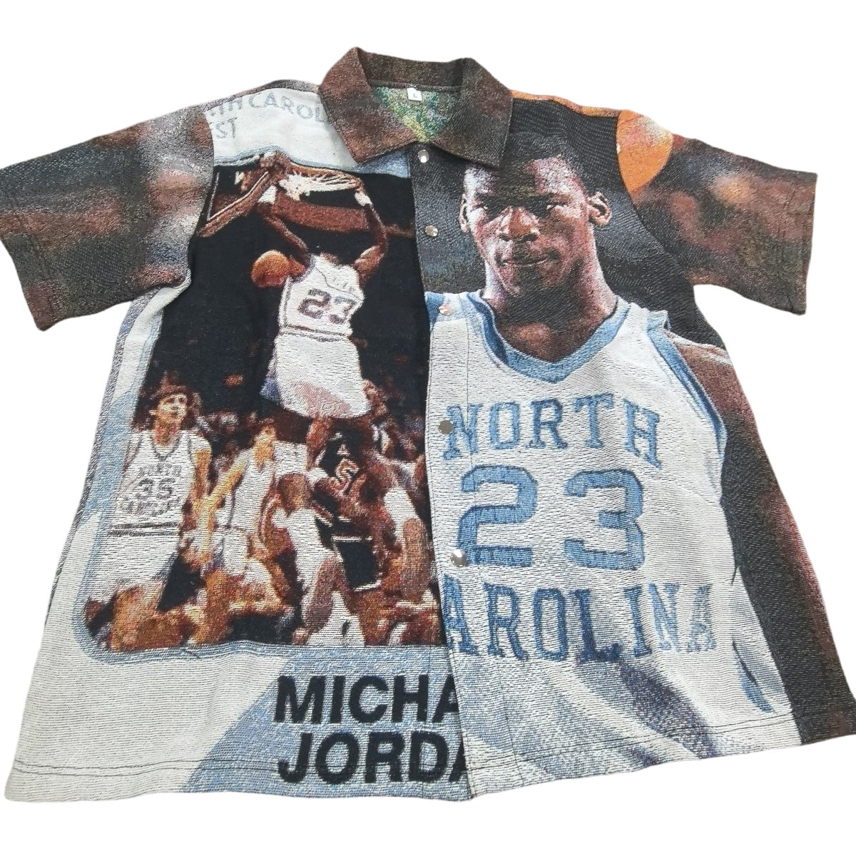 Vintage Basketball Legend Tapestry Button-Up Shirt