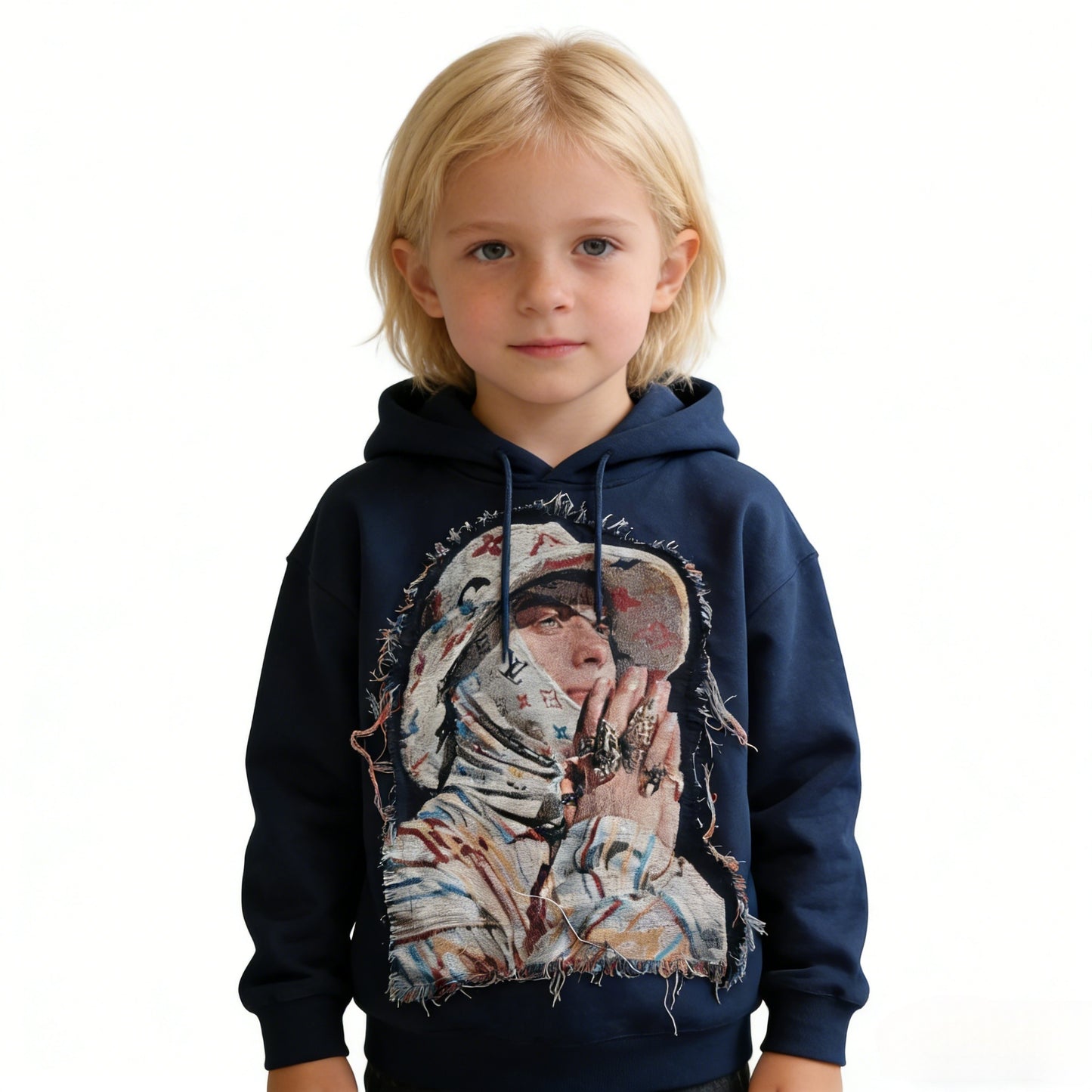 Billie Icon Tapestry Hoodie – Woven Jacquard Appliqué Graphic Hoodie
