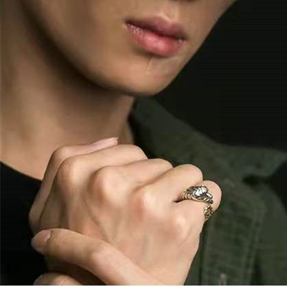 Punk Lizard Tiger Animal Opening Adjustable Ring for Men