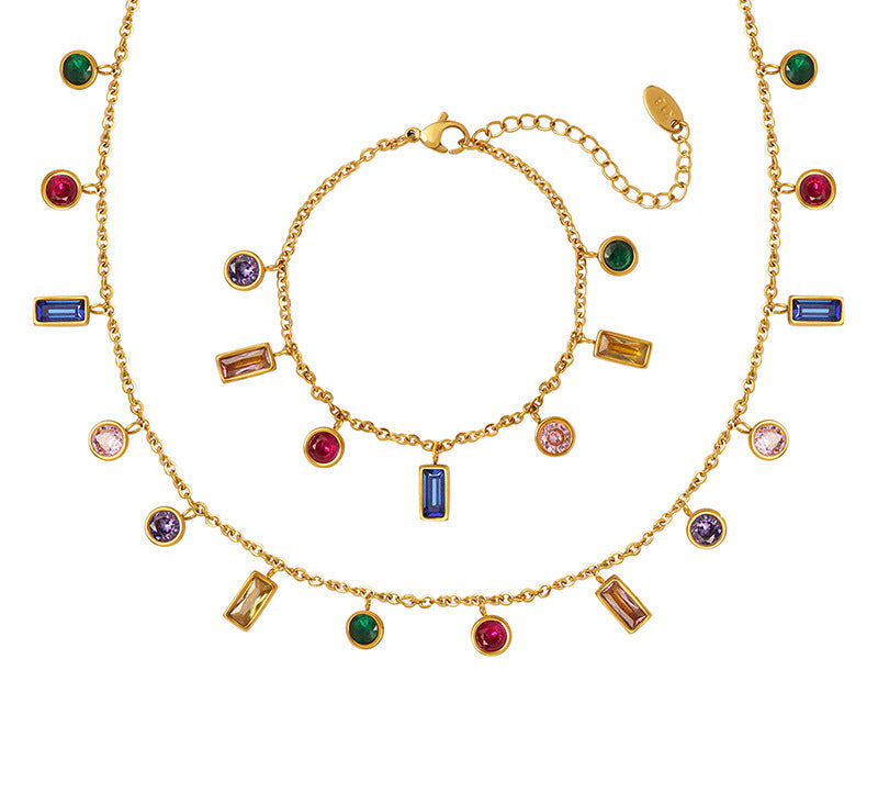 Colorful Jewel Necklace Boho Crystal Rainbow Choker Necklaces