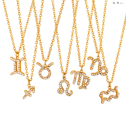 12 Constellations Sign Of Star Zodiac Pendant Chain Necklace