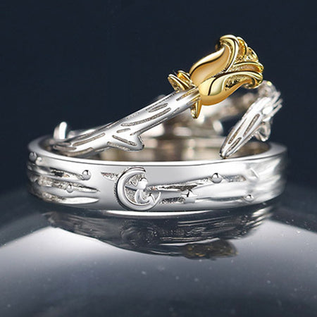 The Little Prince and Roses S925 Sterling Silver Adjustable Couple Rings