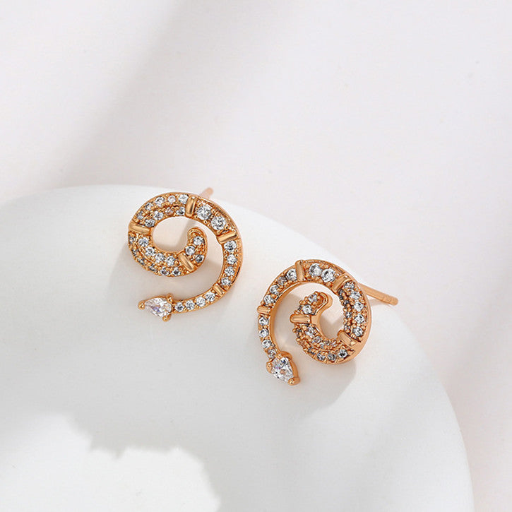 Snake Stud Earrings 18K Gold Plated Cubic Zirconia Earrings