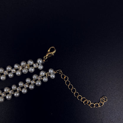 Charming Pearl Bracelet with Gold Clover Charm