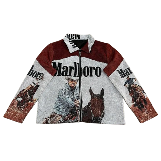 Vintage Western Tobacco Marlboro Woven Tapestry Jacket