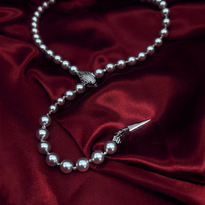 Unique Elegant Simulated Pearl Necklace with Snake Head Clasp