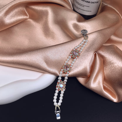Handcrafted Pearl and Crystal Bracelet with Intricate Beadwork