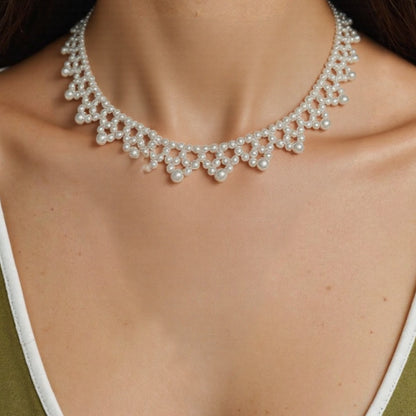 Handmade Ethereal Artificial Pearl Enchanted Lace Like Choker