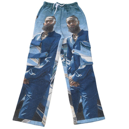 Street Culture Portrait Woven Jacquard Tapestry Cargo Pants